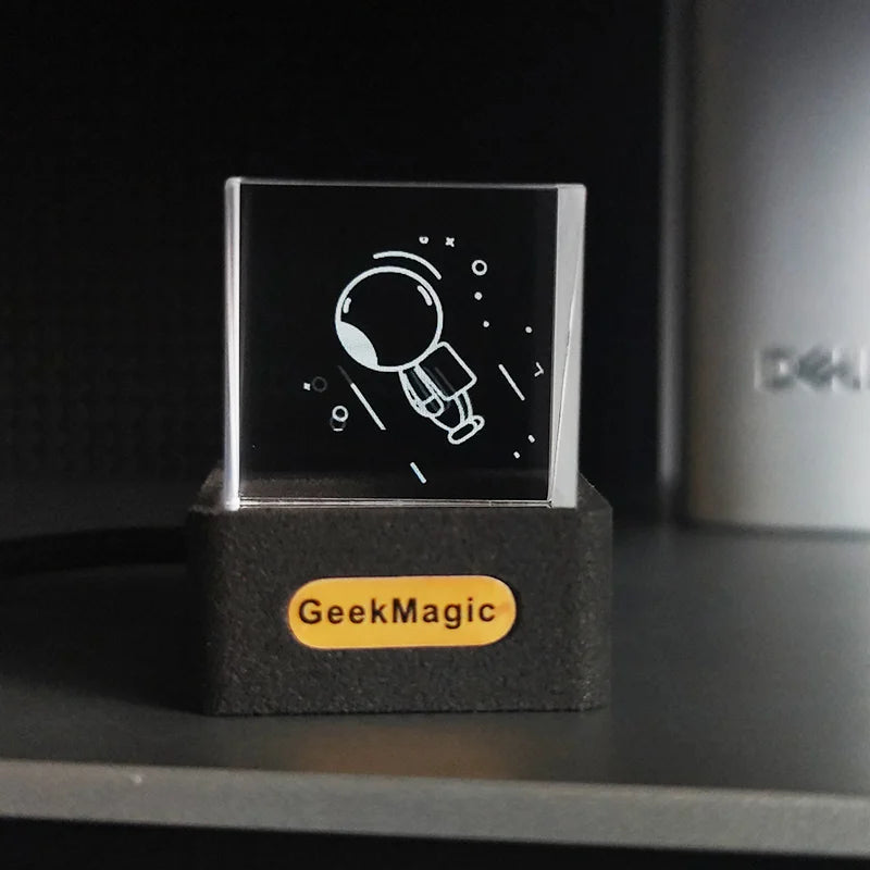 GeekMagic GIFTV Crystal Holographic Desktop Decoration Smart Weather Station Digital Clock with GIF Animations and Image Album