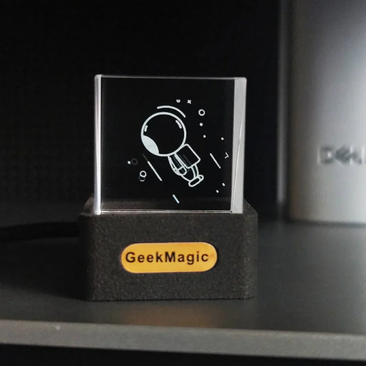 GeekMagic GIFTV Crystal Holographic Desktop Decoration Smart Weather Station Digital Clock with GIF Animations and Image Album